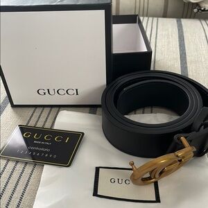 Gucci Black Belt with Gold Buckle